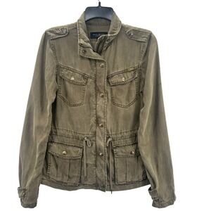 Max Jeans Women's Olive Utility Military Jacket Lightweight Tencel XS